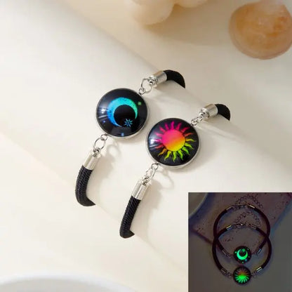 Braccialetti romantici per coppia di sole e luna luminosi per donna Uomo Bracciale coordinato con corda intrecciata fatta a mano Regali di gioielli per San Valentino