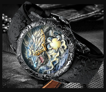 BIDEN impermeabile sport uomo orologi Dragon Design orologio al quarzo per uomo cinturino in Silicone orologio da polso orologio maschile Relogio Masculino