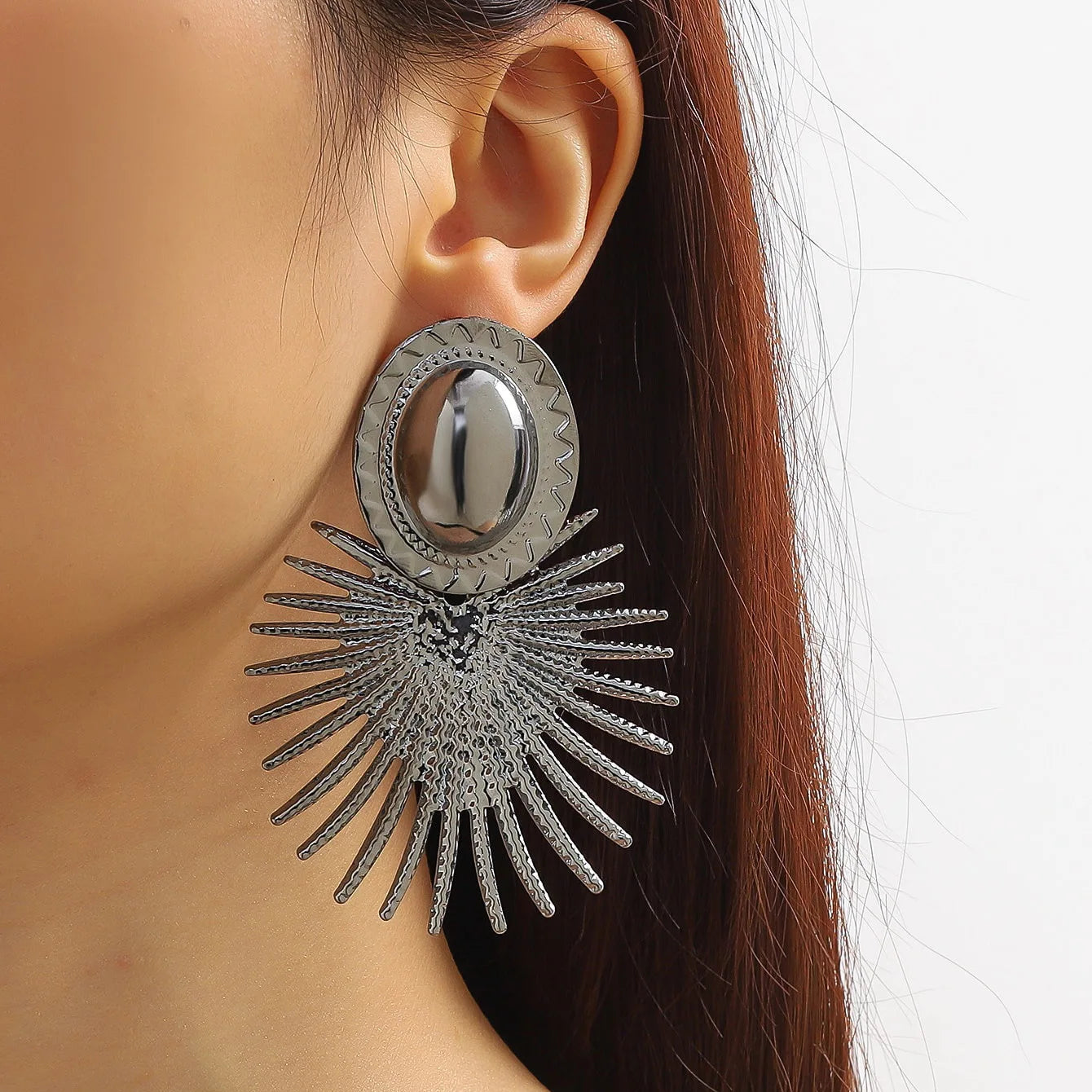 Orecchini Vintage Geometrici Irregolari in Metallo per Donne, Tendenza 2025, Orecchini a Perno Dorati, Gioielli