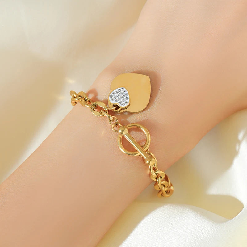 EILIECK Bracciale con ciondolo stella marina luna stella color oro in acciaio inossidabile 316L per le donne Nuovo regalo di gioielli con catena da polso alla moda