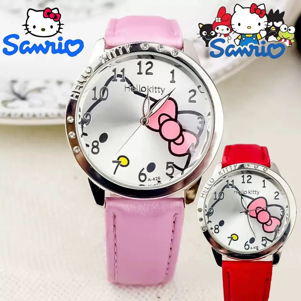 Hello Kitty Sanrio bambini Orologio al quarzo Donna Bambini Casual Impermeabile Kawaii Cartoon Orologi Orologio da polso di moda Regali