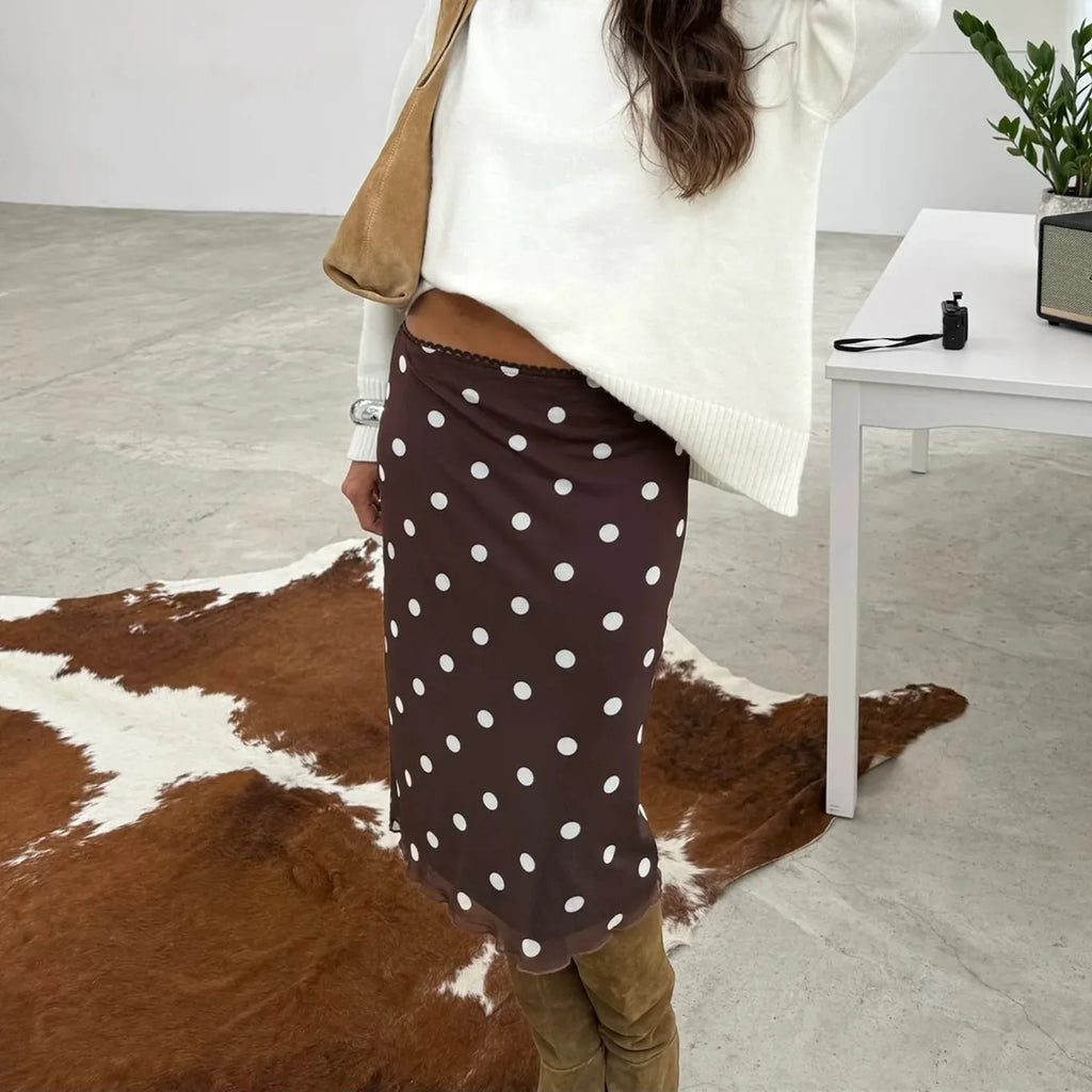hirigin Gonna longuette casual da donna Elegante gonna a tubino aderente con stampa a pois per allenamento per feste Abbigliamento quotidiano Estate Y2K Streetwear