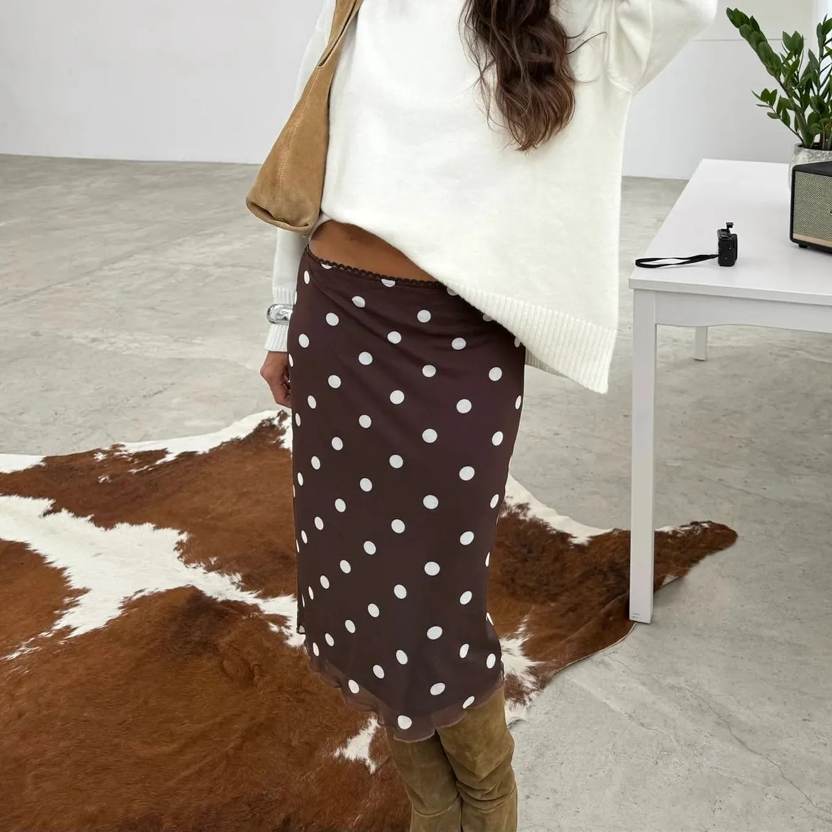hirigin Gonna longuette casual da donna Elegante gonna a tubino aderente con stampa a pois per allenamento per feste Abbigliamento quotidiano Estate Y2K Streetwear