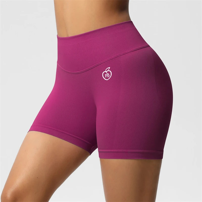 Pantaloncini sportivi modellanti a tre sezioni di vita da donna Pantaloncini sportivi senza cuciture per donna Ciclismo Jogging Fitness Vita alta Push Up