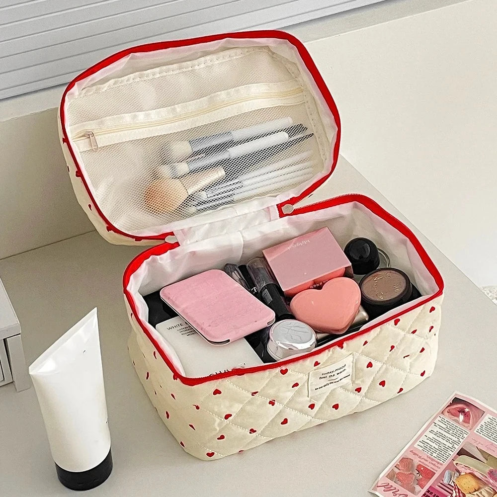 Fashion Ins Black Flower Borse trapuntate da donna Borsa da viaggio Organizer Custodia per trucco cosmetico Borsa tote portatile con cerniera