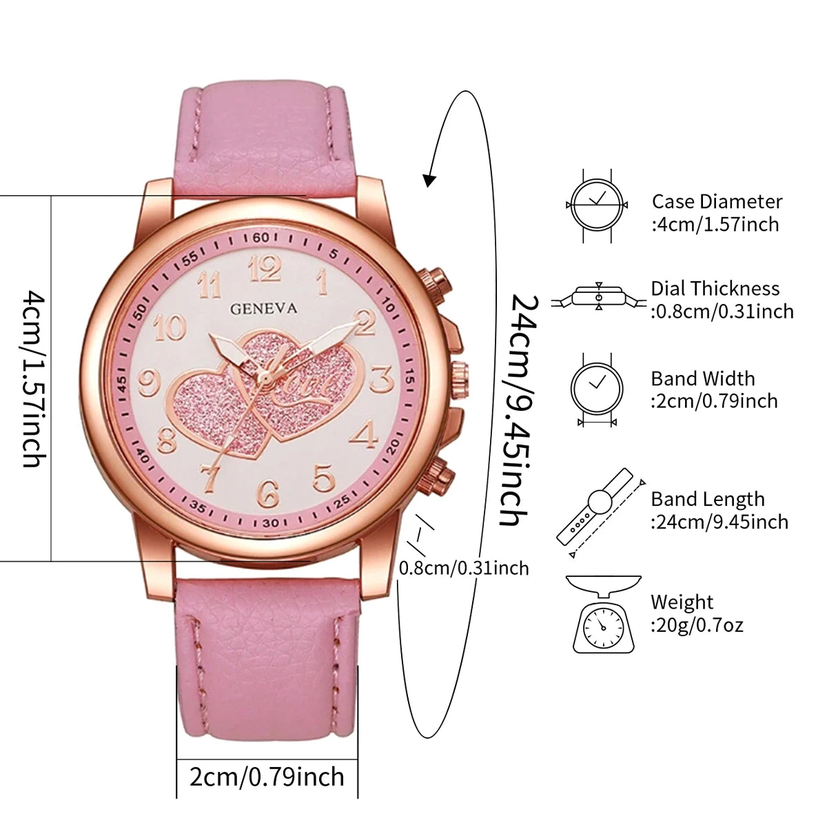 1/4PCSt Orologi da donna alla moda Orologio al quarzo con quadrante a cuore Cinturino in pelle casual Orologi da polso da donna Reloj Mujer (senza scatola)