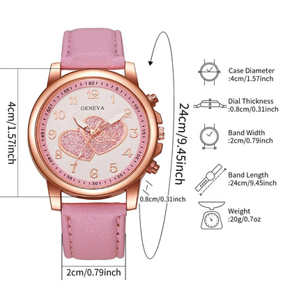 1/4PCSt Orologi da donna alla moda Orologio al quarzo con quadrante a cuore Cinturino in pelle casual Orologi da polso da donna Reloj Mujer (senza scatola)