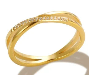 Anello minimalista con cuore d'amore in acciaio inossidabile per donna Anelli con zirconi intarsiati Gioielli di moda romantici impermeabili color oro