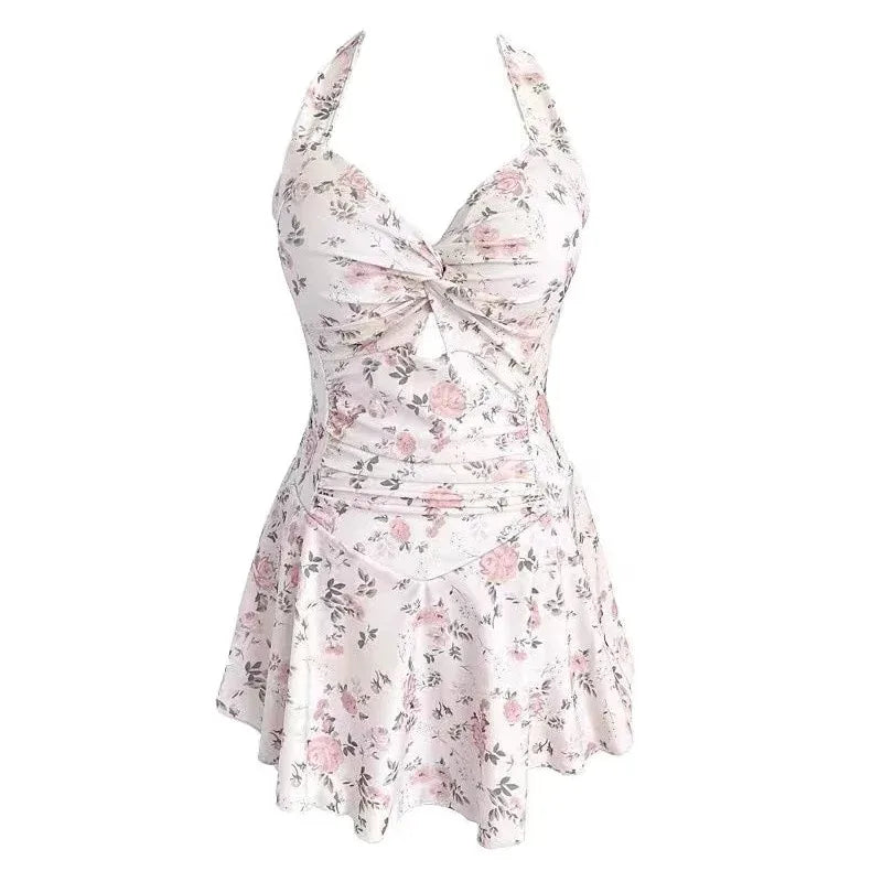 Costume da bagno da donna dolce e carino con collo appeso Costume da bagno intero sexy da spiaggia Costume da bagno abito da spiaggia Costume da bagno a vita alta per ragazze