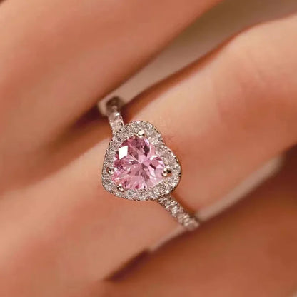 Anelli di fidanzamento classici a forma di cuore color argento per le donne Bianco Rosso CZ Pietra intarsiata Gioielli di moda Regalo per la festa nuziale