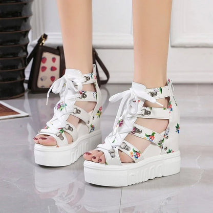 Women Shoes 2025 Summer Sandals 12cm Wedge Platform Open Toe Sandals Woman Rome High Heels Casual Shoes Lady Female Sandalias