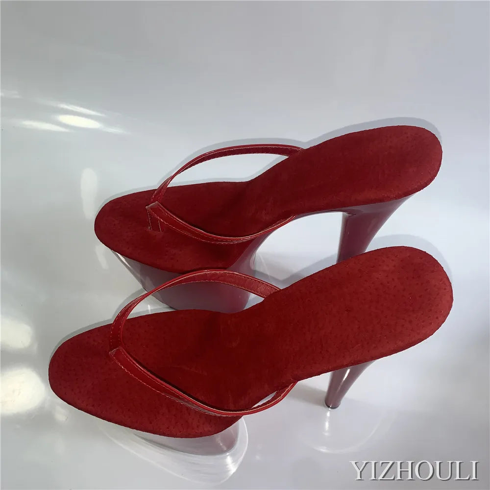 I colori alla moda possono essere personalizzati Infradito da principessa da 15-20 cm, tacchi da discoteca sexy, estate, pantofole a spillo da 6-8 pollici