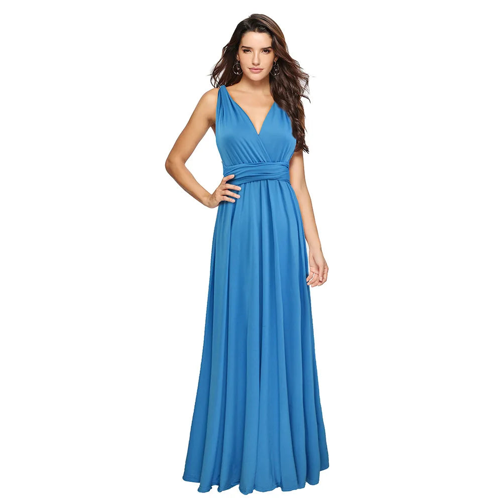 Abito formale da donna elegante da sera lungo con scollo a V profondo abito convertibile multistrato maxi abiti greci abito da festa di nozze