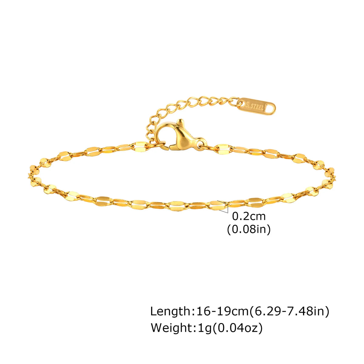 Bracciale in Acciaio Inossidabile Placcato Oro, Non Ossida, Impilabile per Donne, Sottile Catena a Spina di Pesce, Gioiello Impermeabile, Regalo