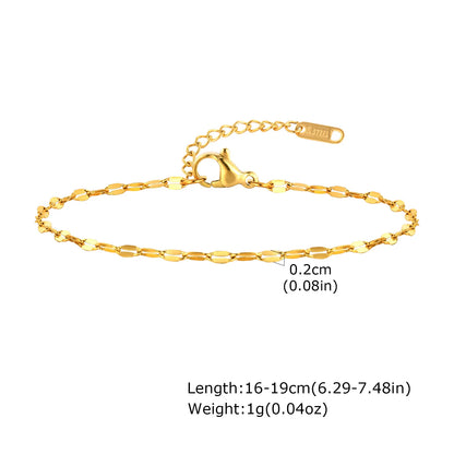 Bracciale in Acciaio Inossidabile Placcato Oro, Non Ossida, Impilabile per Donne, Sottile Catena a Spina di Pesce, Gioiello Impermeabile, Regalo