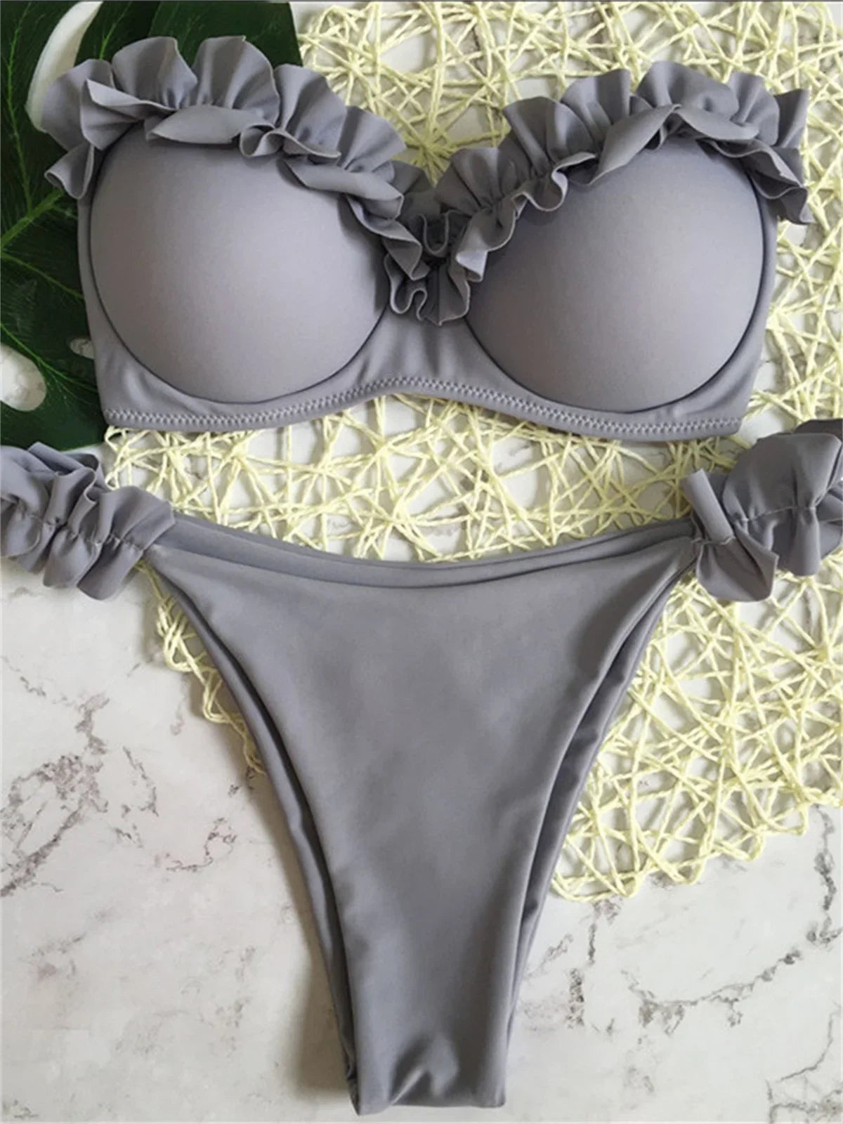 Bikini Sexy con Stampa Animalier Leopardata, Costume da Bagno Push-Up per Donne, Set Bikini 2026, Costume Brasiliano, Top a Fascia, Slip a Perizoma, Abbigliamento da Spiaggia