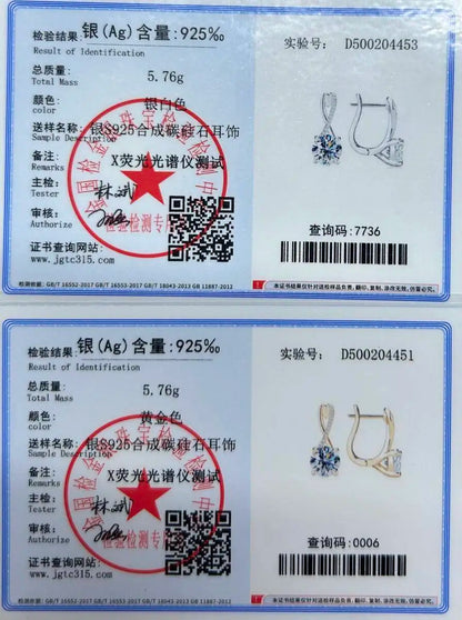 Taoyu D2.0CT Moissanite Drop Hie Orecchini in vero argento da donna Cerchi placcati in oro Orecchino infinito Gioielli da sposa certificati
