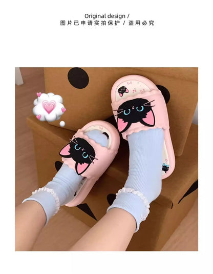 Nuove pantofole vivide da gattino scarpe estive personalizzate da donna donna gatto nero pantofola in EVA scarpe da casa inodore pantofola da spiaggia da bagno