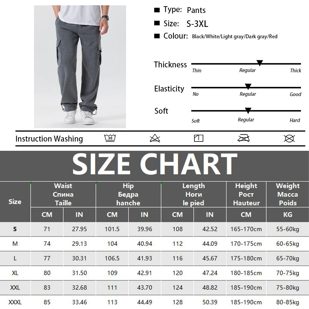 Pantaloni sportivi da uomo Pantaloni da jogging dritti per lo sport e lo streetwear Pantaloni lunghi larghi con coulisse oversize Pantaloni multitasche da uomo