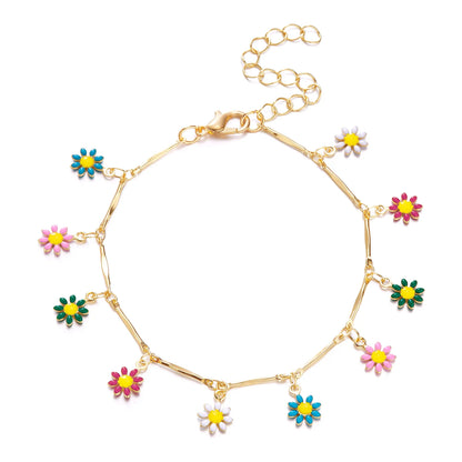 Bracciale con fiori margherita dolce Personalità della moda Bracciale con ciondoli con fiori estetici minimalisti per le donne Regalo di gioielli per feste di nozze