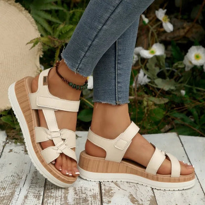 Nuovi Sandali Estivi da Donna con Zeppa e Plateau, Punta Aperta, Cinturino alla Caviglia, Stile Gladiatore, Scarpe da Spiaggia Casual
