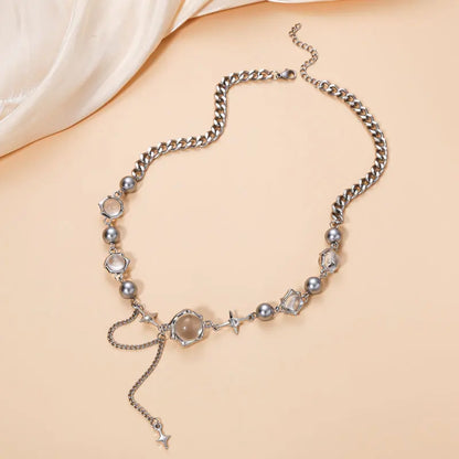 Collana girocollo donna Thorn Desin collana fata vetro opale collana catena clavicola elegante girocollo festa Color argento