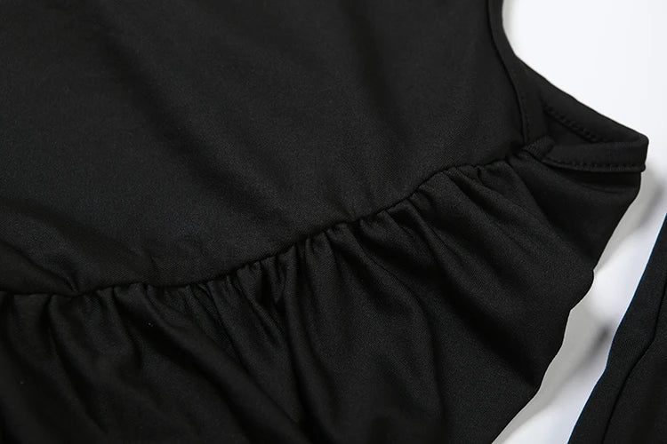 kliou Shirring Senza Vita Donne Mini Abiti Classico Solido Collo Alto Manica Lunga Irregolare Aderente Banchetto Femminile Festa Abito