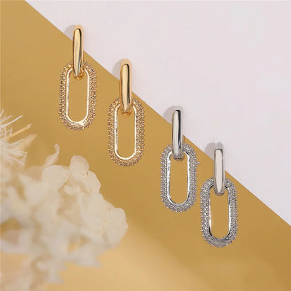 Orecchini pendenti con design retrò a doppio anello Orecchini rotondi geometrici color oro argento per donne Ragazze Punk Hip Hop Gioielli di moda G