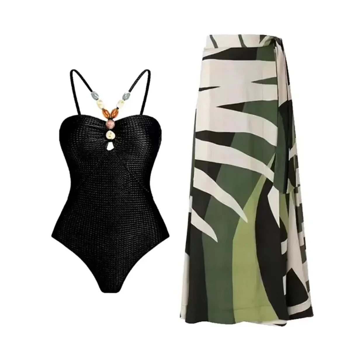 Printed One-Piece Bikini Set Women's Beachwear Tummy Covering Slimming Southeast Asian Sun Protection Style