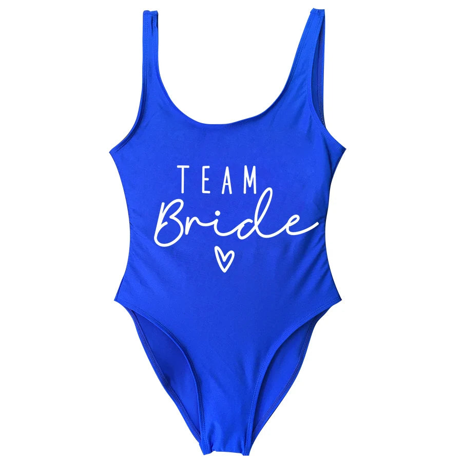 S-3XL Maillot de bain blanc une pièce Équipe de la mariée Maillot de bain de fête de célibataire pour femme Maillot de bain de poule Maillot de bain de piscine