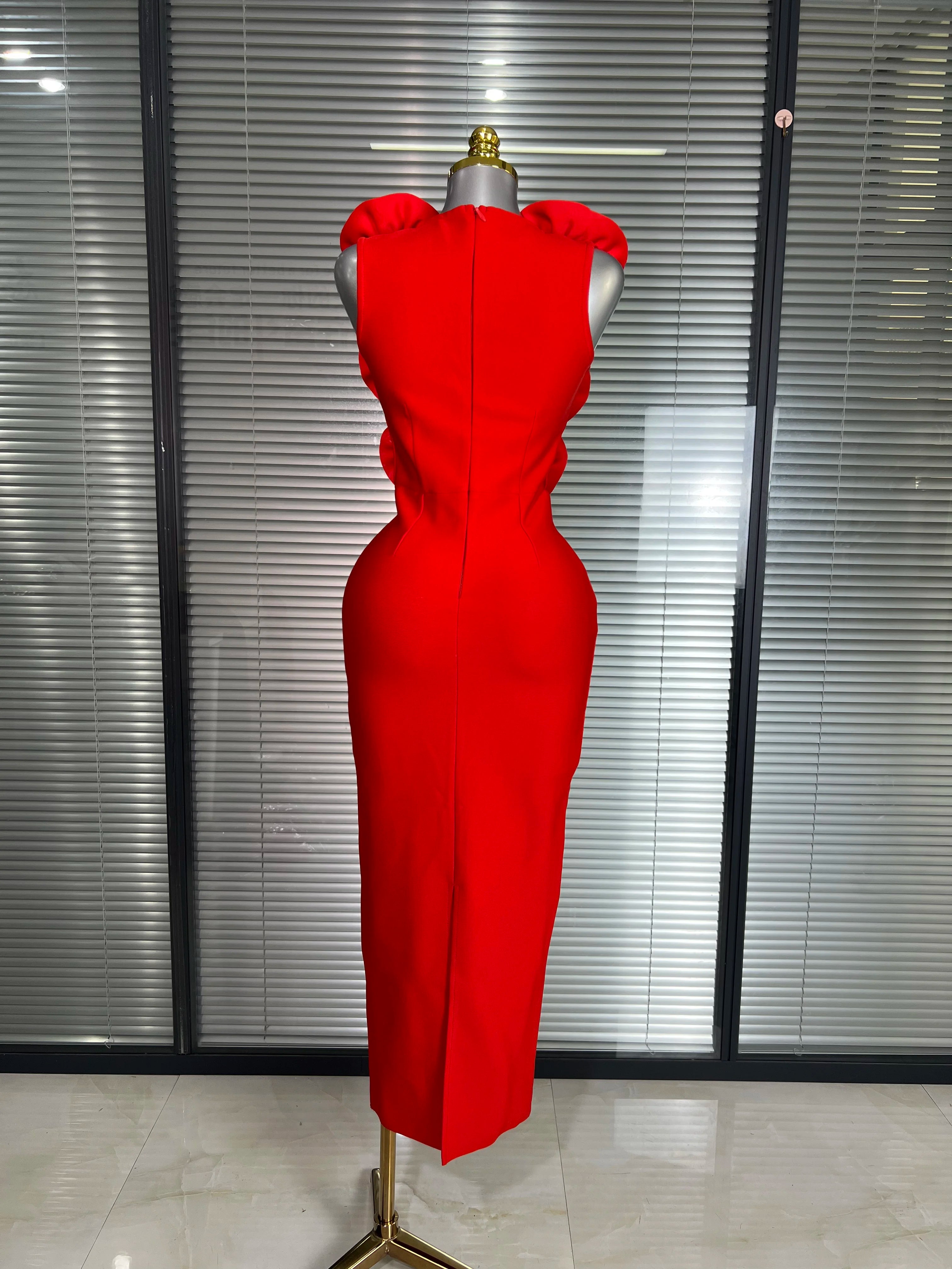 Nouvelles Femmes Été Sexy Rouge Noir Fleur Tank Longue Robe Bandage Moulante Robe De Soirée D'anniversaire De Célébrité