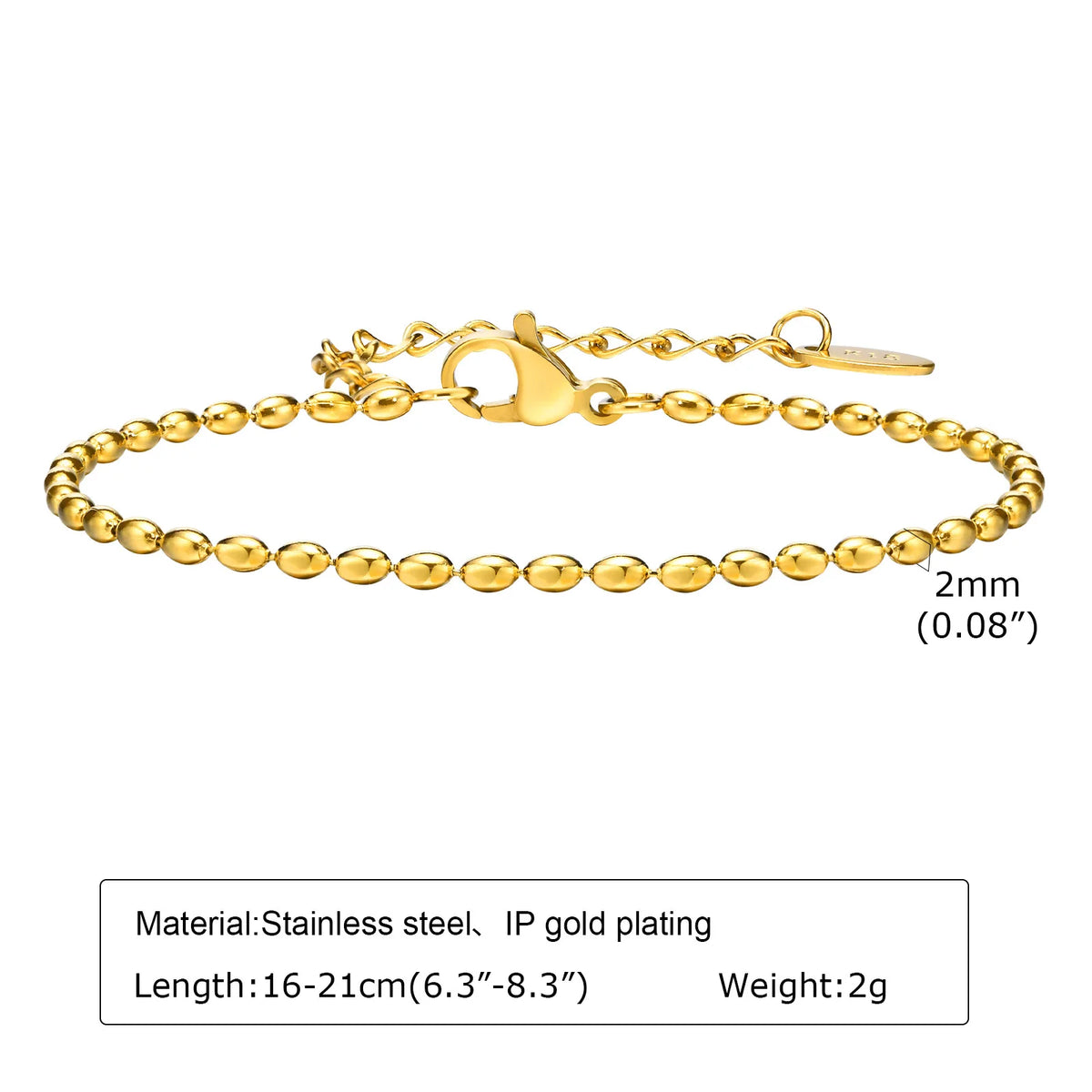 Bracciale in Acciaio Inossidabile Placcato Oro, Non Ossida, Impilabile per Donne, Sottile Catena a Spina di Pesce, Gioiello Impermeabile, Regalo