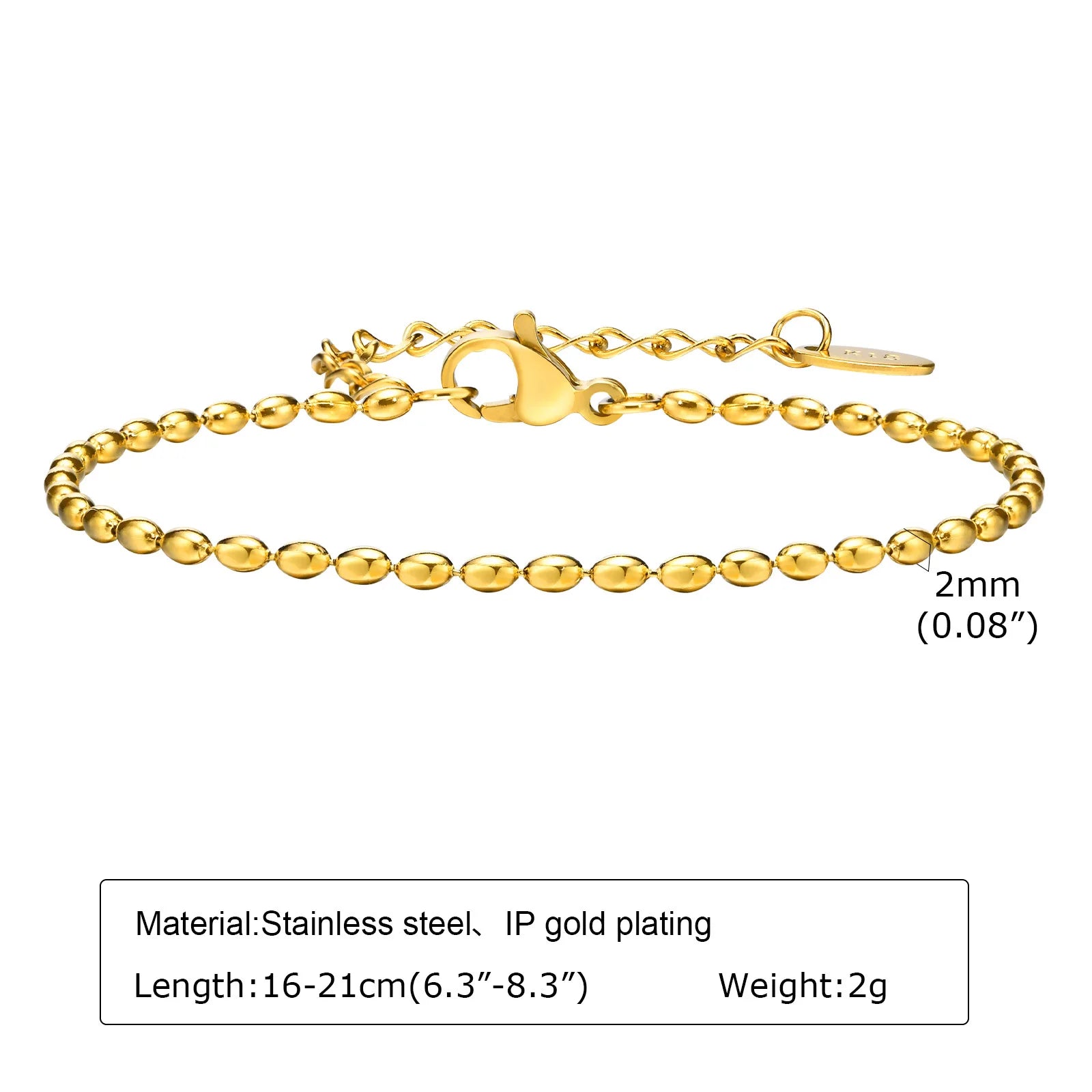 Bracciale in Acciaio Inossidabile Placcato Oro, Non Ossida, Impilabile per Donne, Sottile Catena a Spina di Pesce, Gioiello Impermeabile, Regalo