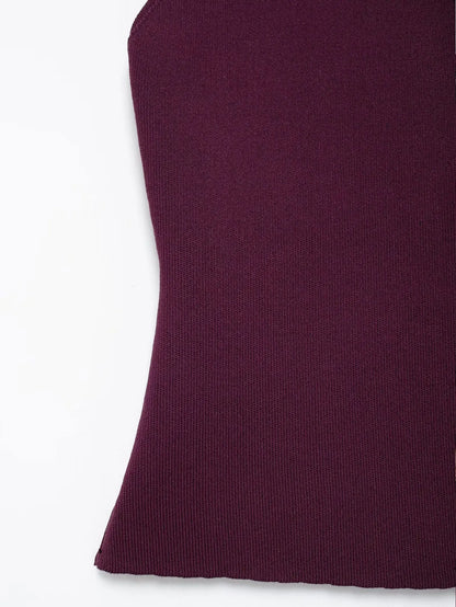 HH Set di gonne lavorate a maglia eleganti femminili 2024 Scollo a V con bottoni Canottiera + Gonna a pieghe patchwork a-line Abito solido alla moda