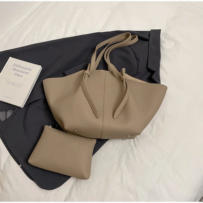 Estate nuova borsa tote di grande capacità moda alla moda modello litchi tinta unita trama semplice borsa monospalla sotto le ascelle