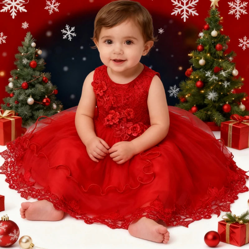 Abiti bianchi da battesimo per bambine, in pizzo, stile principessa, per il primo compleanno, feste di matrimonio, abito lungo con strascico, vestito per neonate, Vestidos