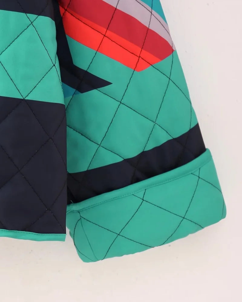 Giacca in cotone da donna, moda invernale, multicolore, aperta sul davanti, a maniche lunghe, con polsini larghi, stile trendy, abbigliamento casual