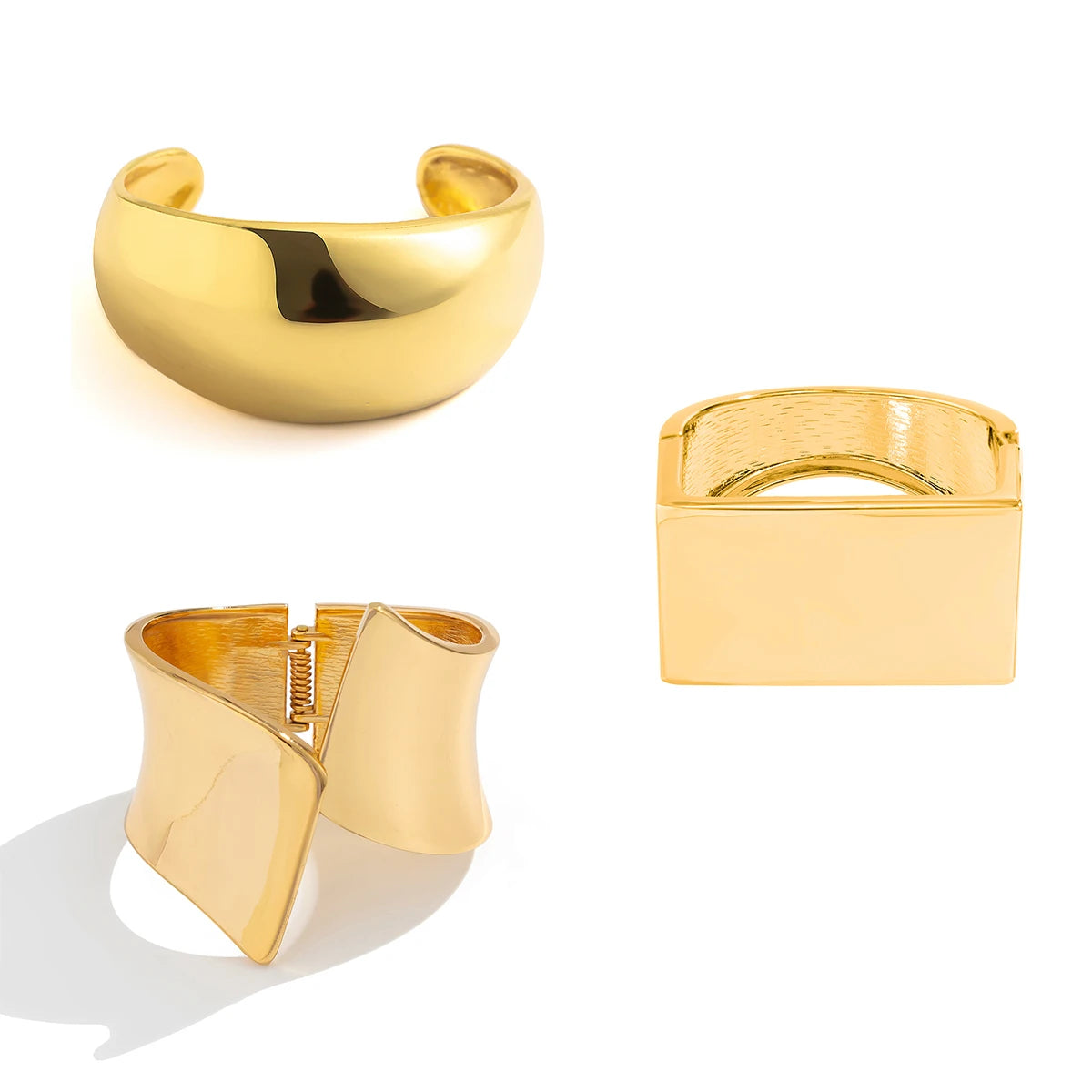 Ingemark Braccialetti a molla in metallo color oro esagerato per le donne Braccialetti a braccio geometrici irregolari vintage punk Regalo di gioielli da uomo
