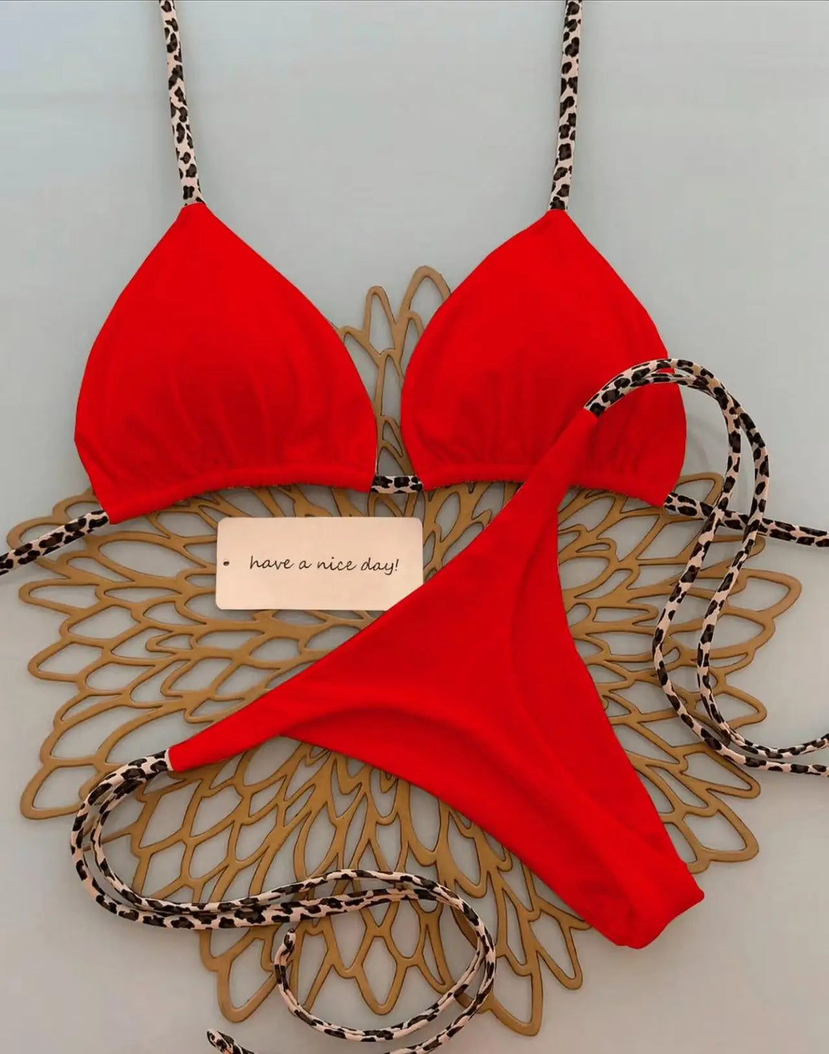 Sexy Bikini Women's Swimsuit Strap Halter Neck Triangle Cup Beachwear Pure Color Cheeky Two Piece Swimsuits Bathing Swimwear