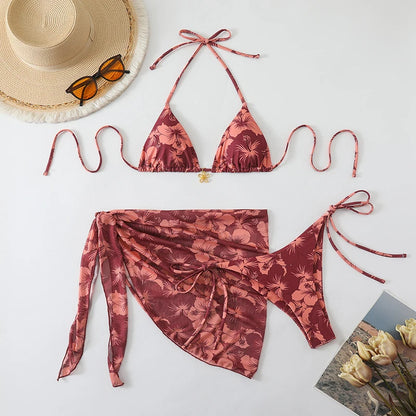 Sexy Micro Bikini Damen Badeanzug 2026 Trend Bademode Damen Badeanzug 3-teiliges Dreiecks-Bikini-Set Strandkleid Tragen Vertuschen