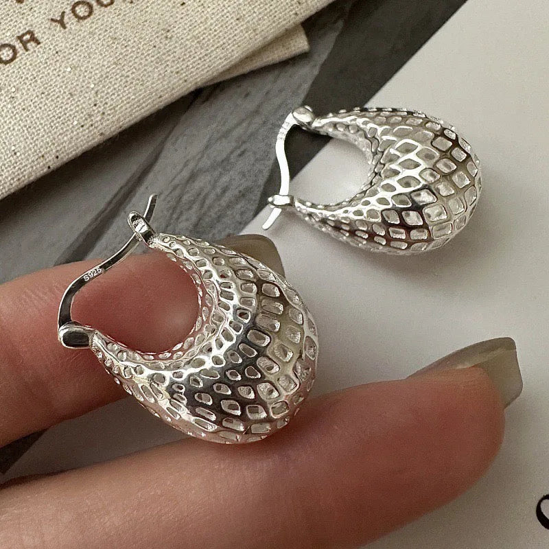 Orecchini vintage in argento sterling 925 per le donne Alla moda semplice grande web orecchino gioielli Prevenire l'allergia Accessori per feste