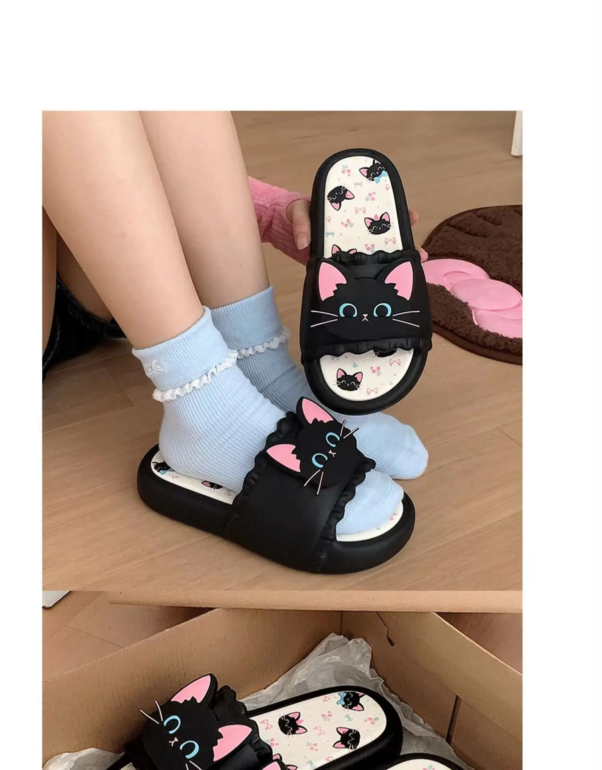 Nuove pantofole vivide da gattino scarpe estive personalizzate da donna donna gatto nero pantofola in EVA scarpe da casa inodore pantofola da spiaggia da bagno