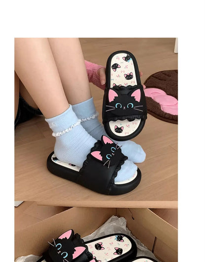 Nuove pantofole vivide da gattino scarpe estive personalizzate da donna donna gatto nero pantofola in EVA scarpe da casa inodore pantofola da spiaggia da bagno
