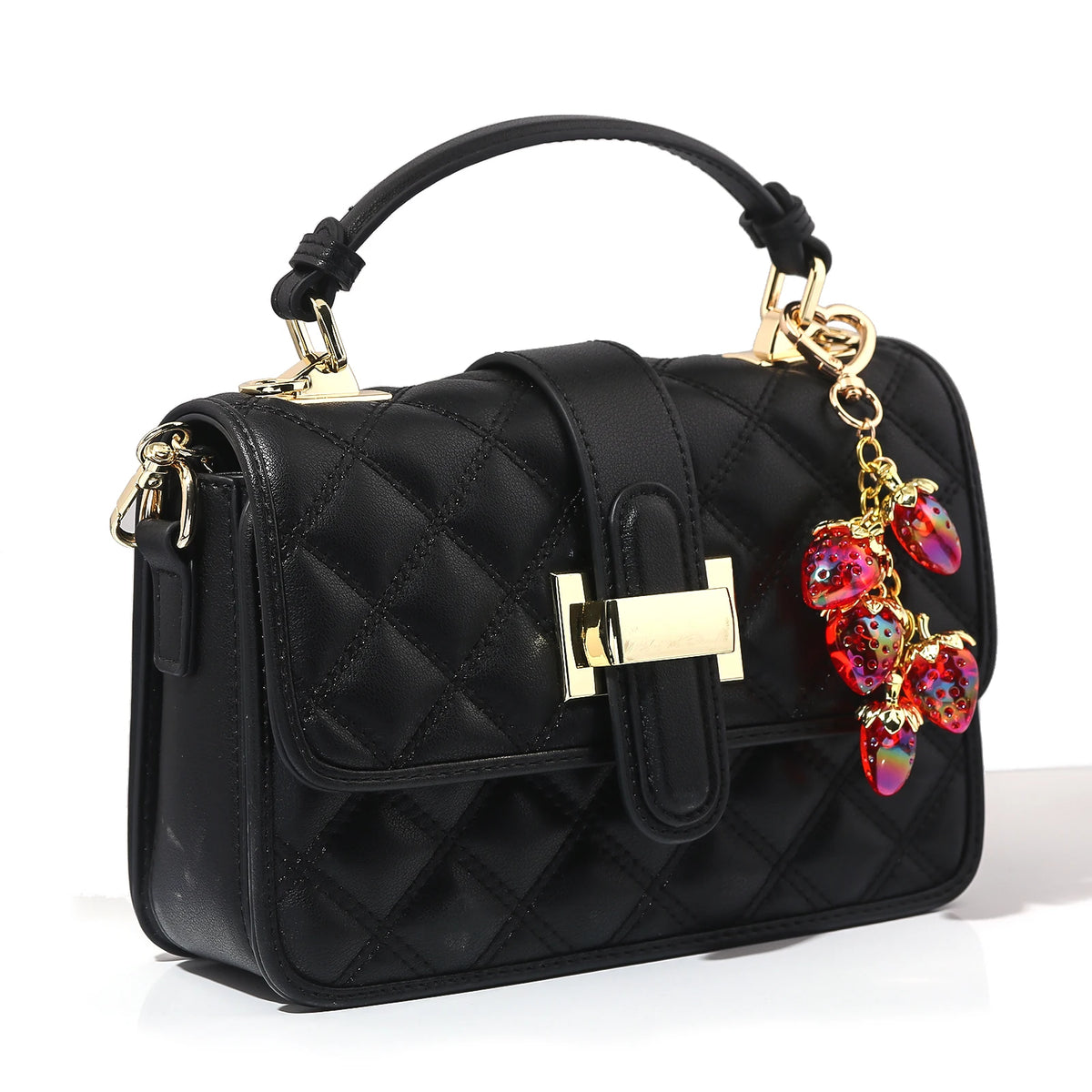 Simpatico portachiavi con ciondolo a forma di borsa con fragola, cuore Kawaii, fiore, margherita, portachiavi per donne, ragazze, borsa, ciondolo, accessori regalo