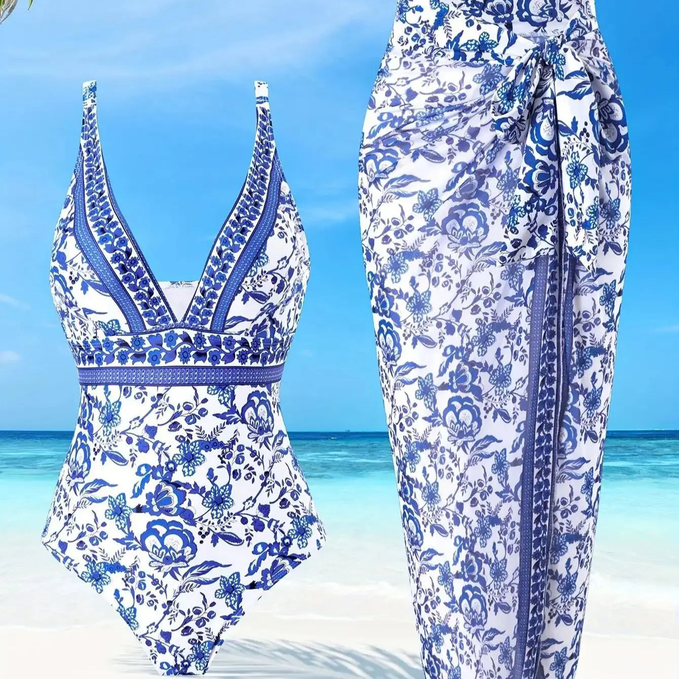 Costume da bagno floreale con stampa floreale con volant monospalla blu Set copricostume singolo micro monokini costumi da bagno sexy per ragazze Summer Beach