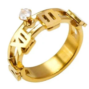 Anello minimalista con cuore d'amore in acciaio inossidabile per donna Anelli con zirconi intarsiati Gioielli di moda romantici impermeabili color oro