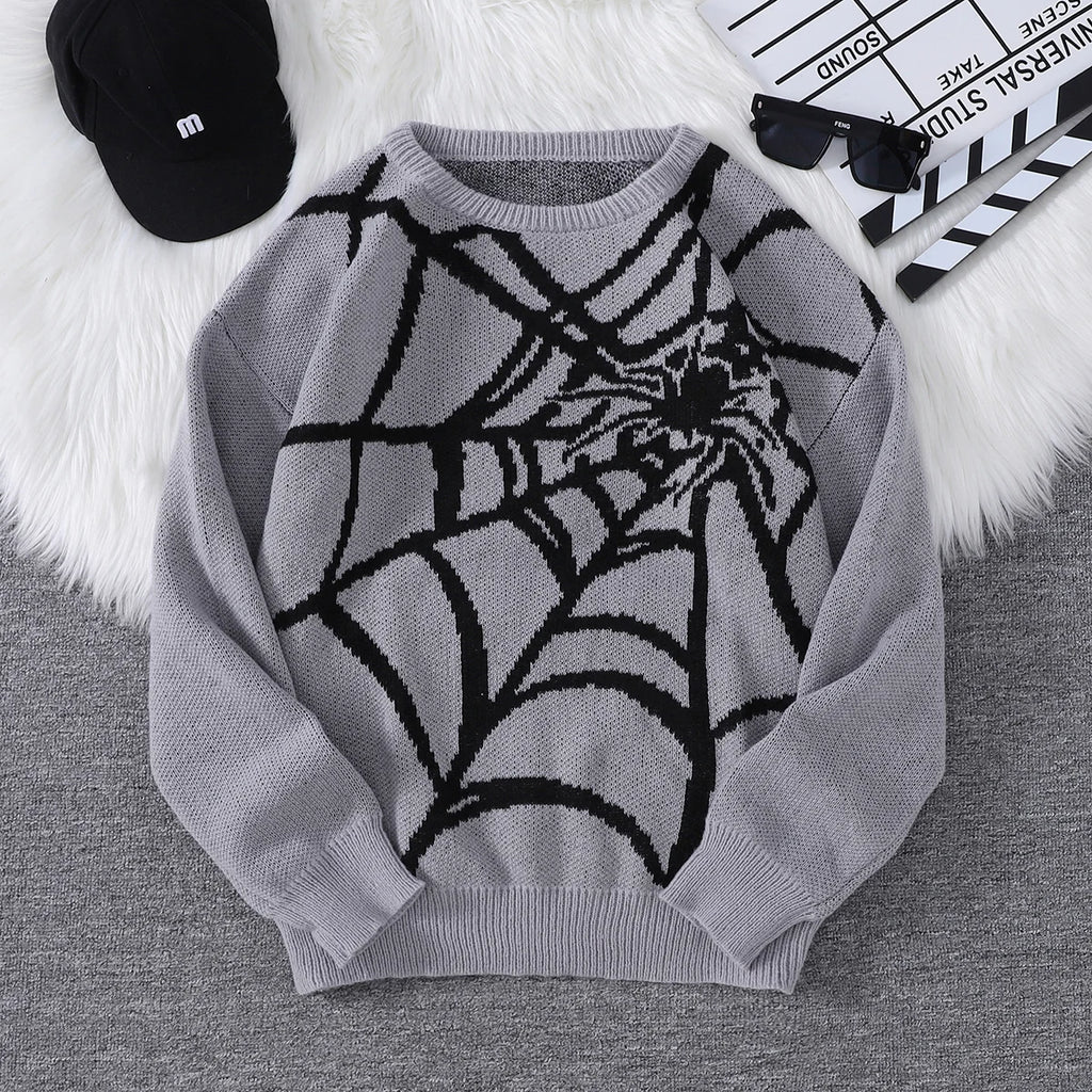 Nuovo popolare autunno e inverno ragnatela modello jacquard maglione pullover casual girocollo lavorato a maglia pullover da uomo