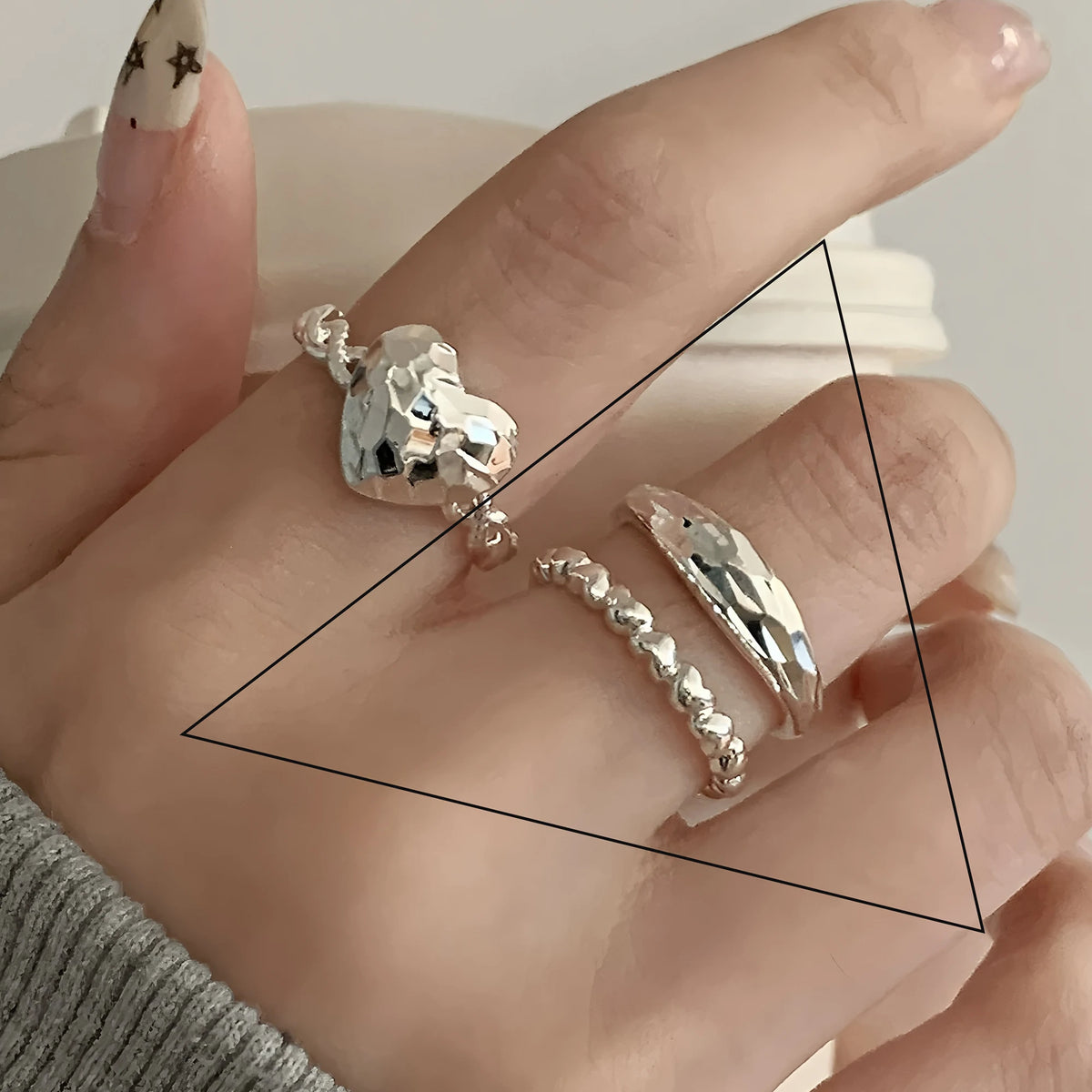 Anelli in Argento Sterling 925, Nuovi Gioielli da Festa, Charm Vintage, Design Geometrico a Doppio Strato, Accessori Regalo, Dropshipping