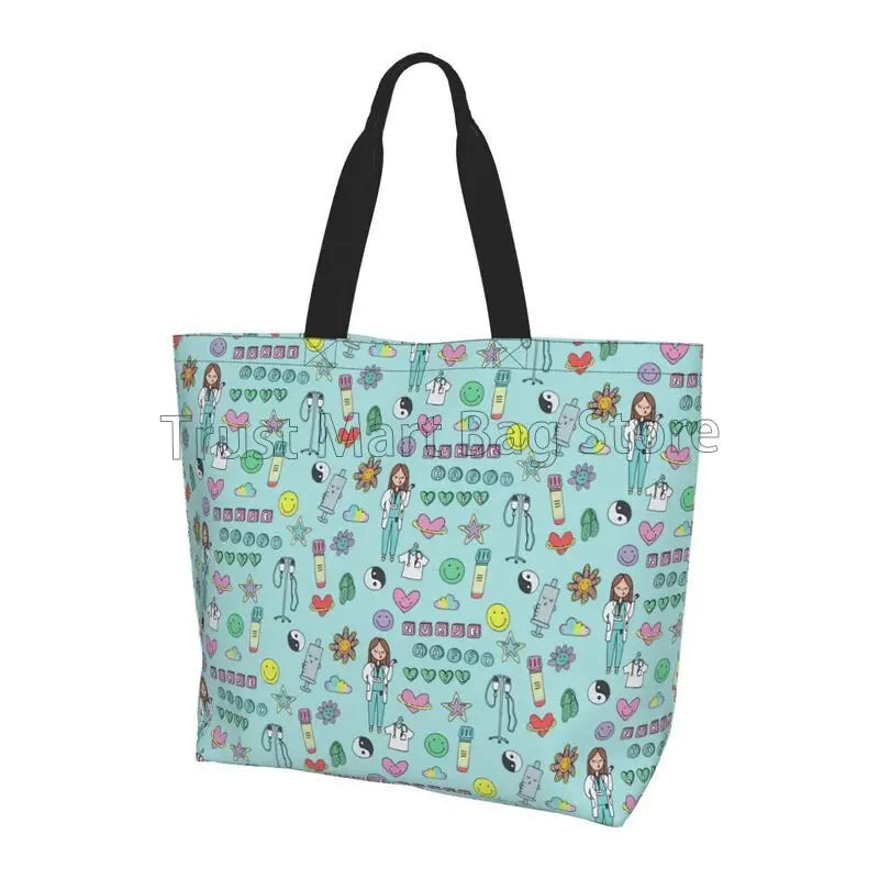 Personalizzato Enfermera En Apuros Dottore Infermiera Medica Borsa a tracolla Tote Bag di grande capacità Borse per le donne Borse per la spesa