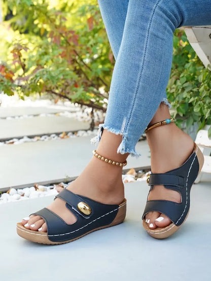Sandales décontractées d'été pour femme à talon, chaussures compensées basses pour femme, chaussons d'intérieur et d'extérieur, chaussures d'été à talon